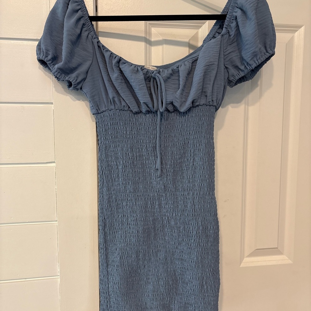 Love Tree Blue Puff Sleeve Mini Dress